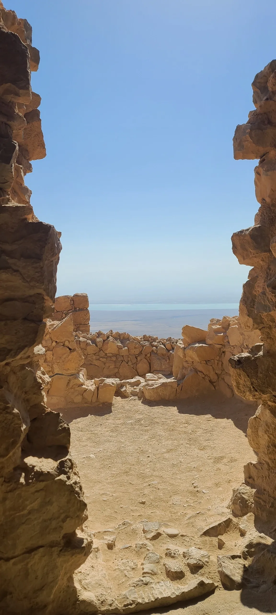 Rocky opening facing the horizon