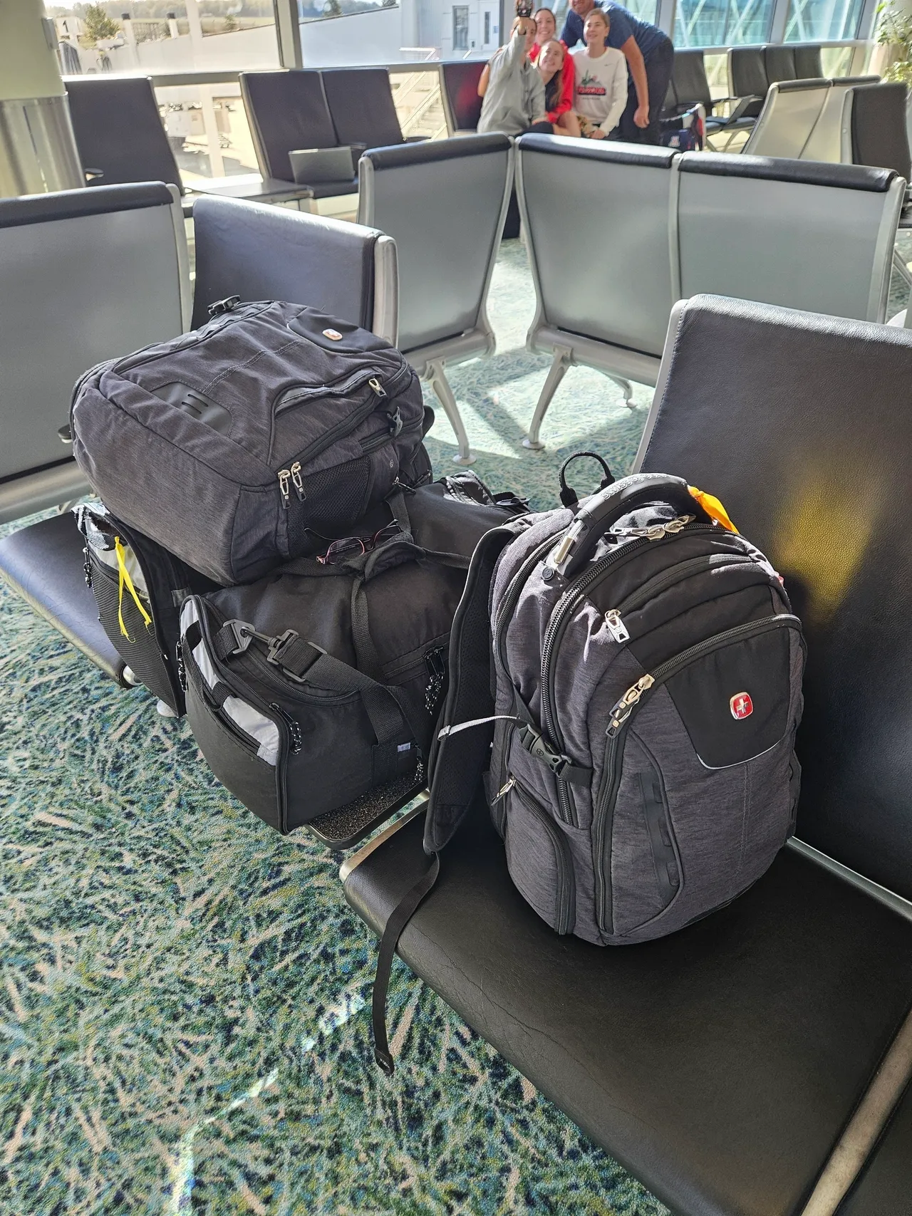 Bags on airport seats