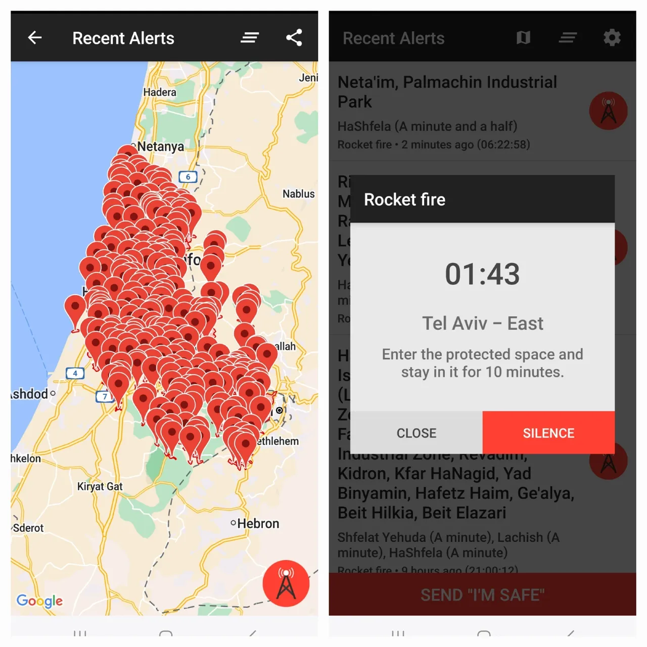Map with multiple alert pins