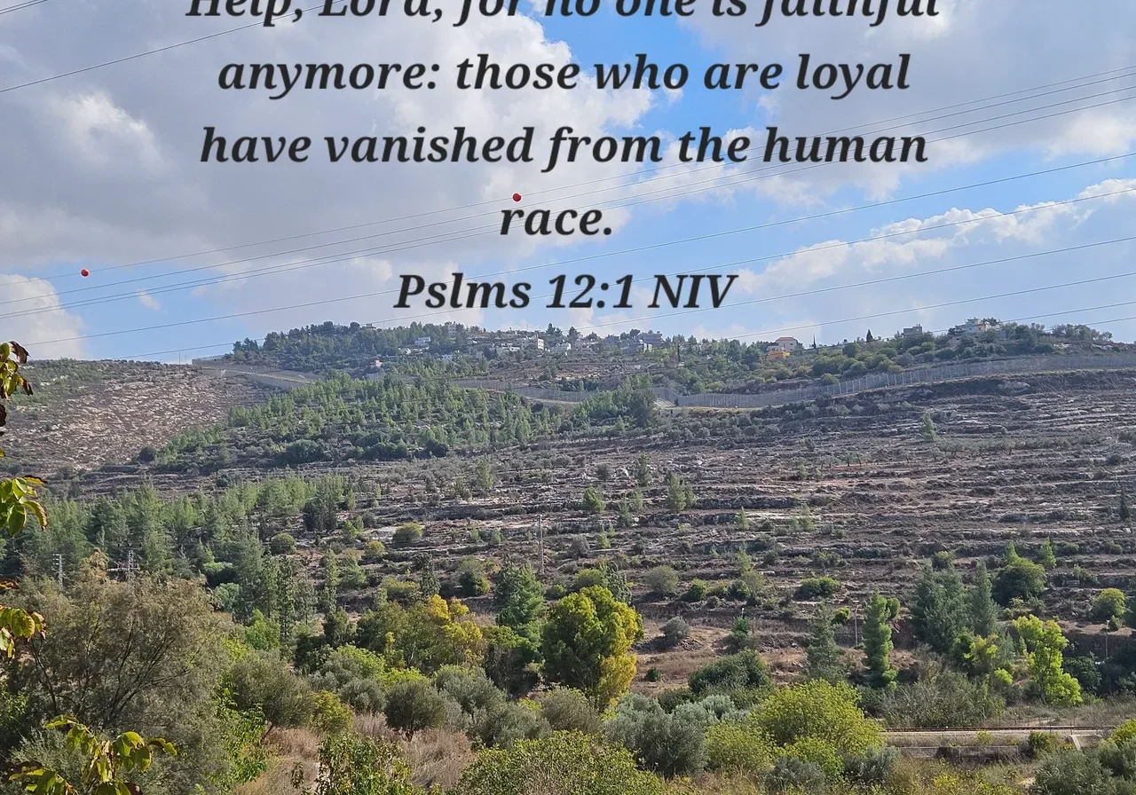 Hills and sky with Psalm text