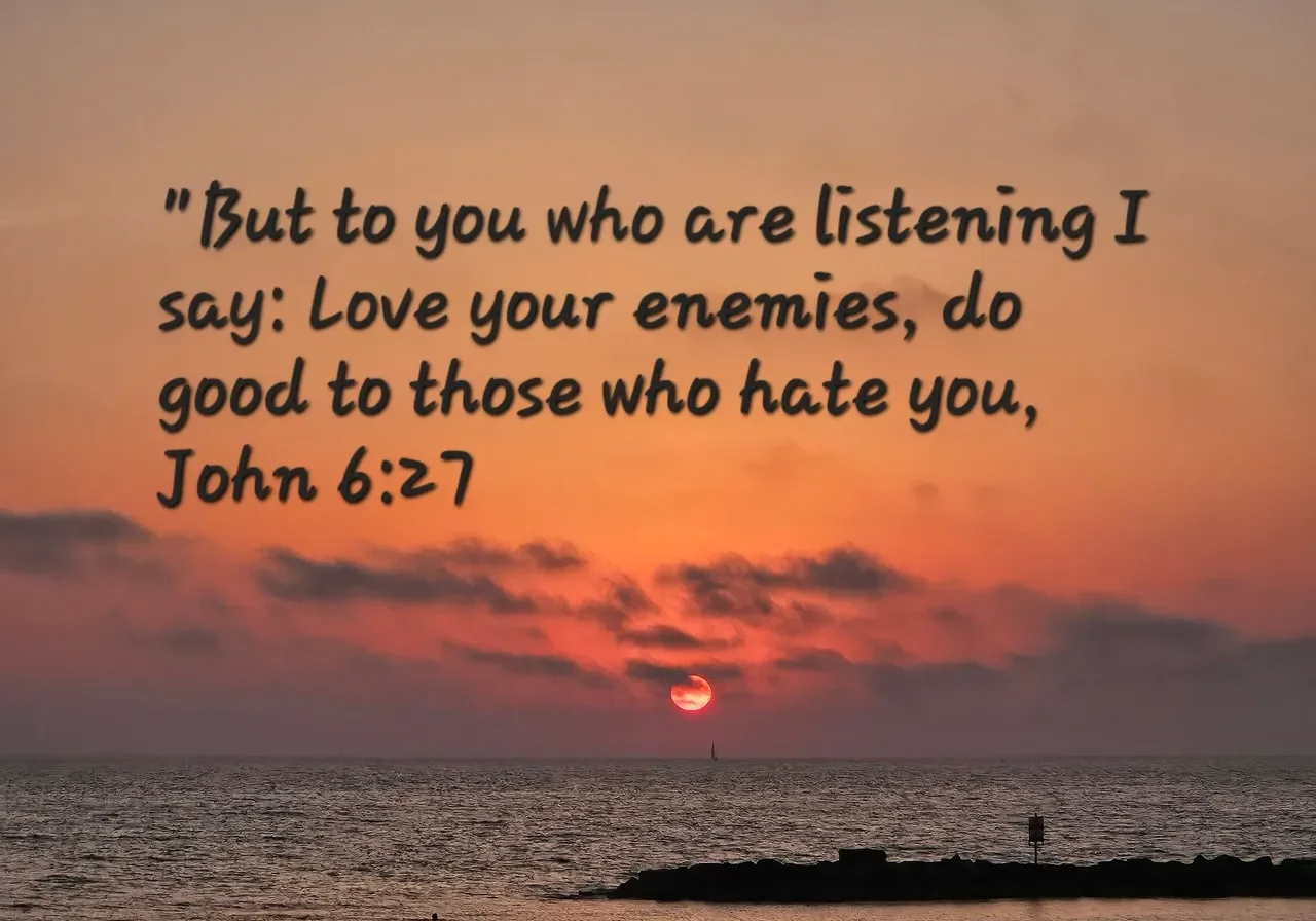 Bible verse over ocean sunset